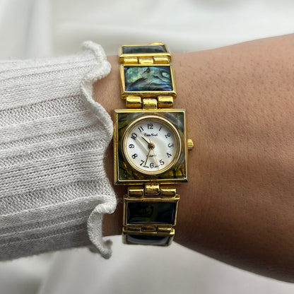 RARE Abalone Gold-Tone Watch