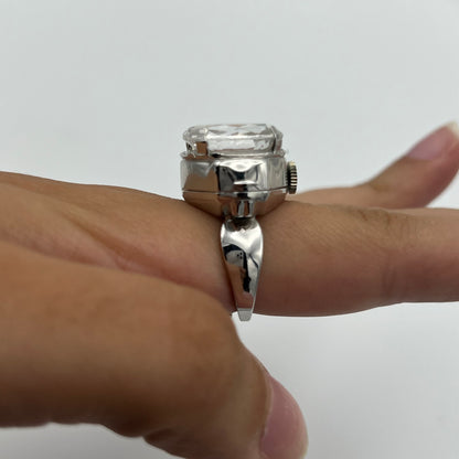 Raised Crystal Watch Ring