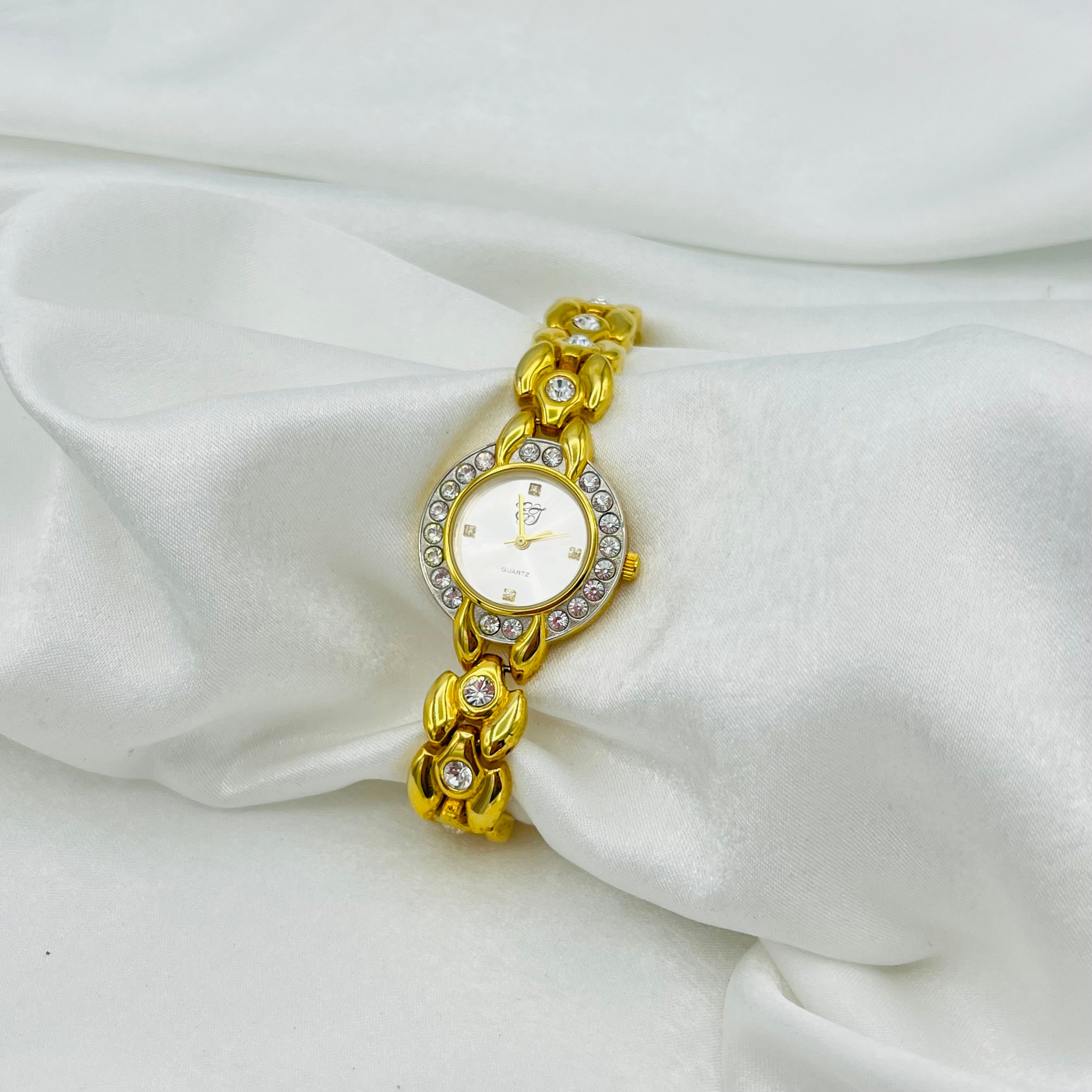 ✨ Classic Diamanté Gold-Toned Watch