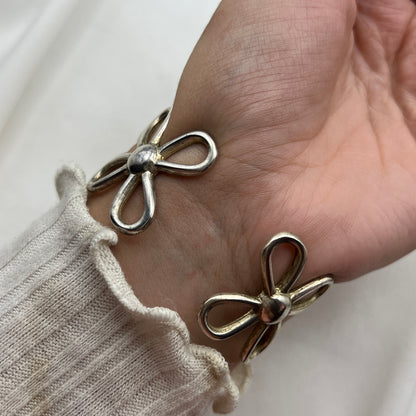 Silver-Tone Flower Cuff Watch