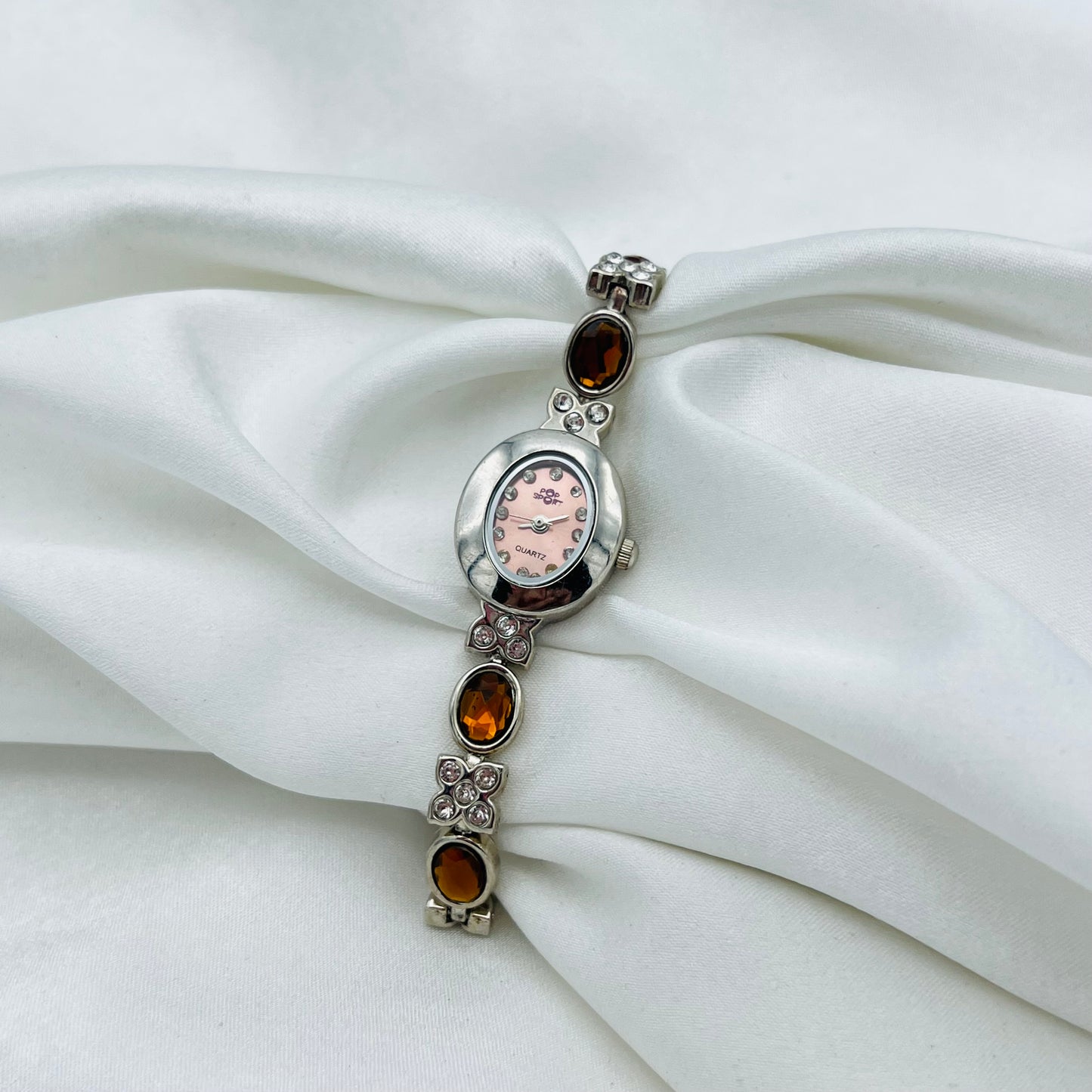 Amber-Tone Gemstone Watch