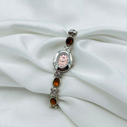 Amber-Tone Gemstone Watch