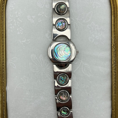 Circle Abalone Silver-Tone Watch