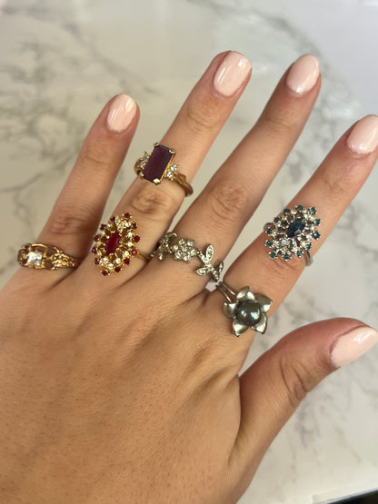 Art Nouveau Square Diamanté Ring