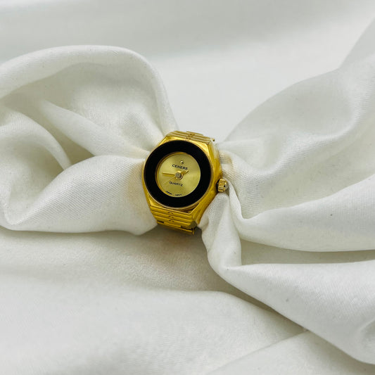 Black Detailed Watch Ring