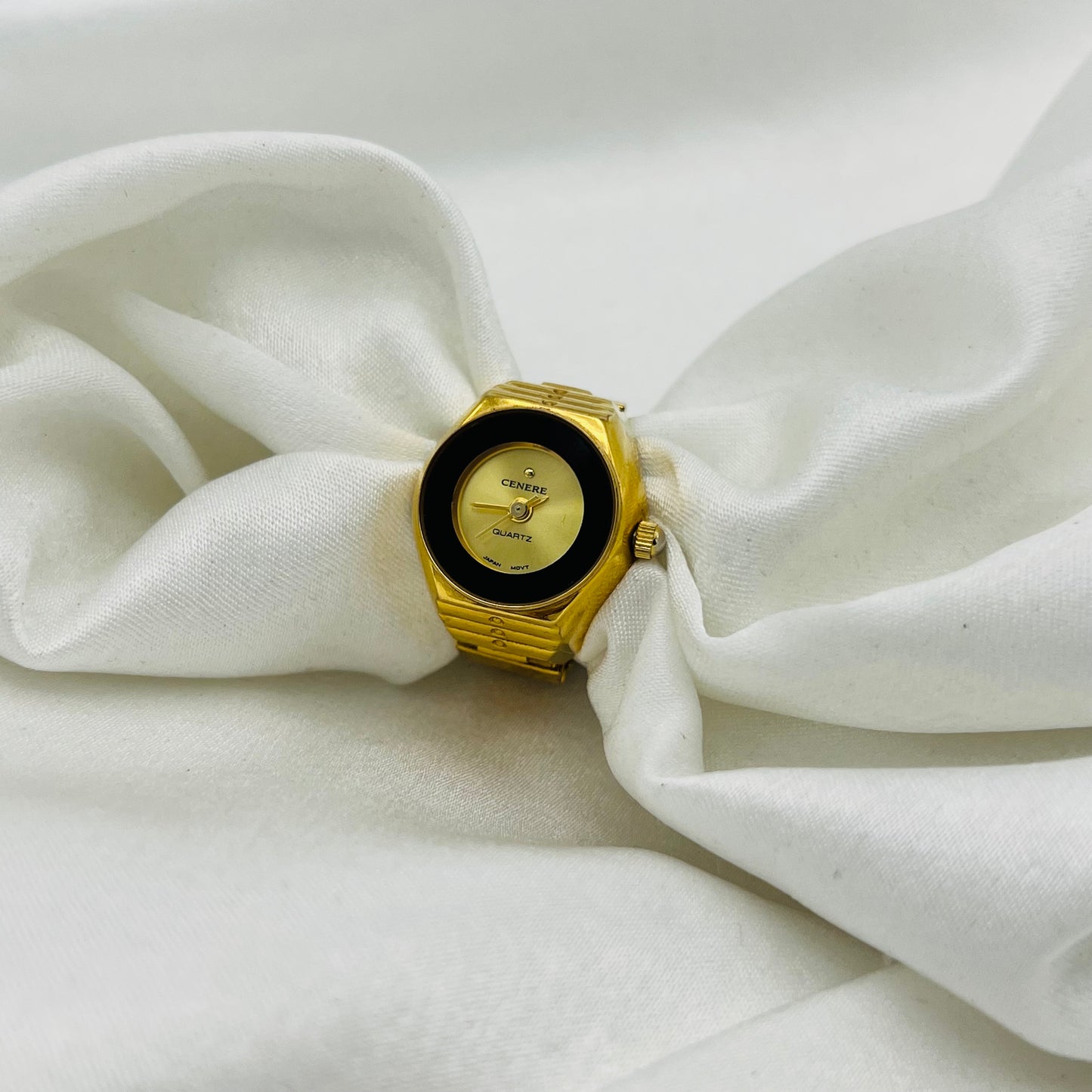 Black Detailed Watch Ring