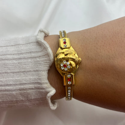 Flower Diamanté Peek-a-boo Watch