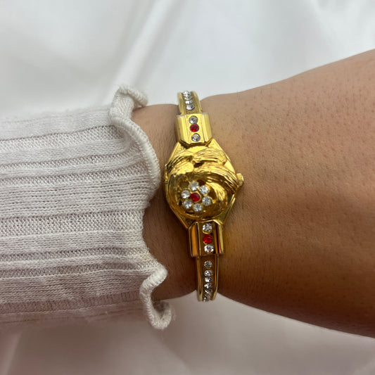 Flower Diamanté Peek-a-boo Watch