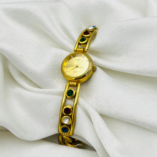 Bejeweled Gold-Toned Watch