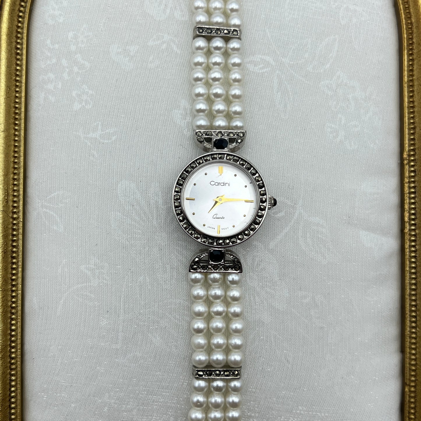 Pearl Diamanté Silver Tone Watch