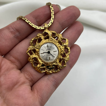 Swiss Gold-Tone Watch Necklace