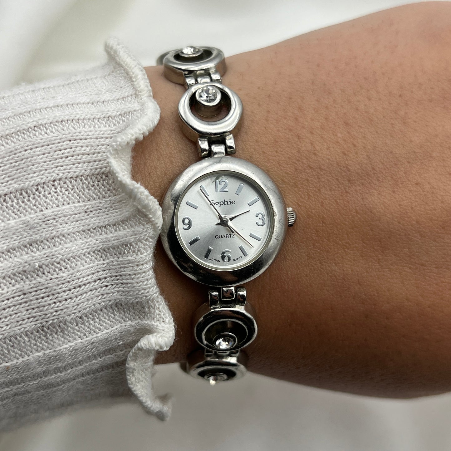 Silver-Tone Diamanté Watch