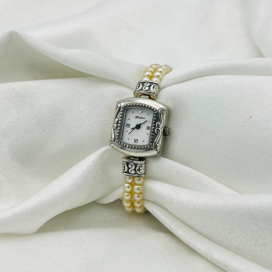 Silver-Toned Pearl Watch