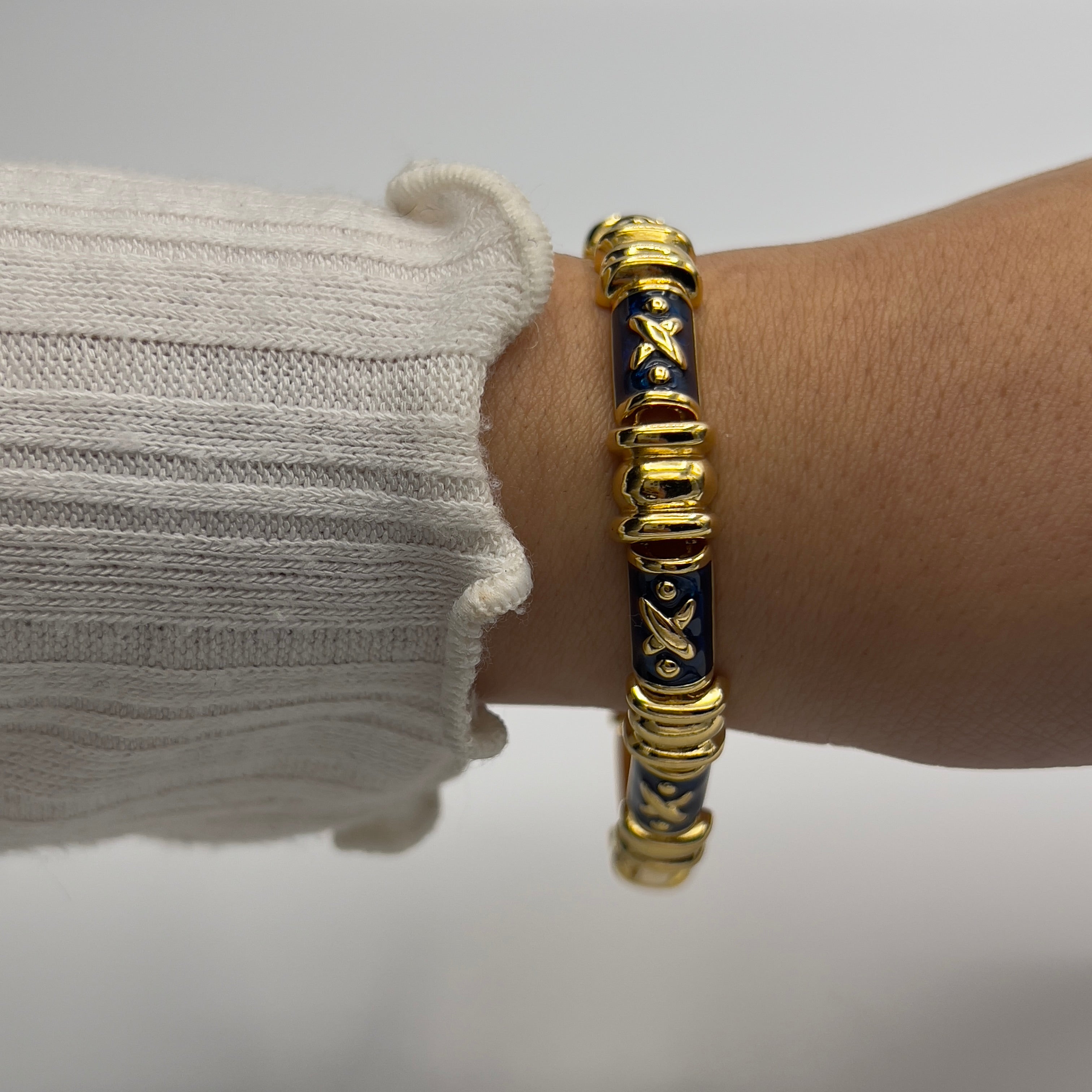 Gold-Toned Bracelet with Navy Blue Details