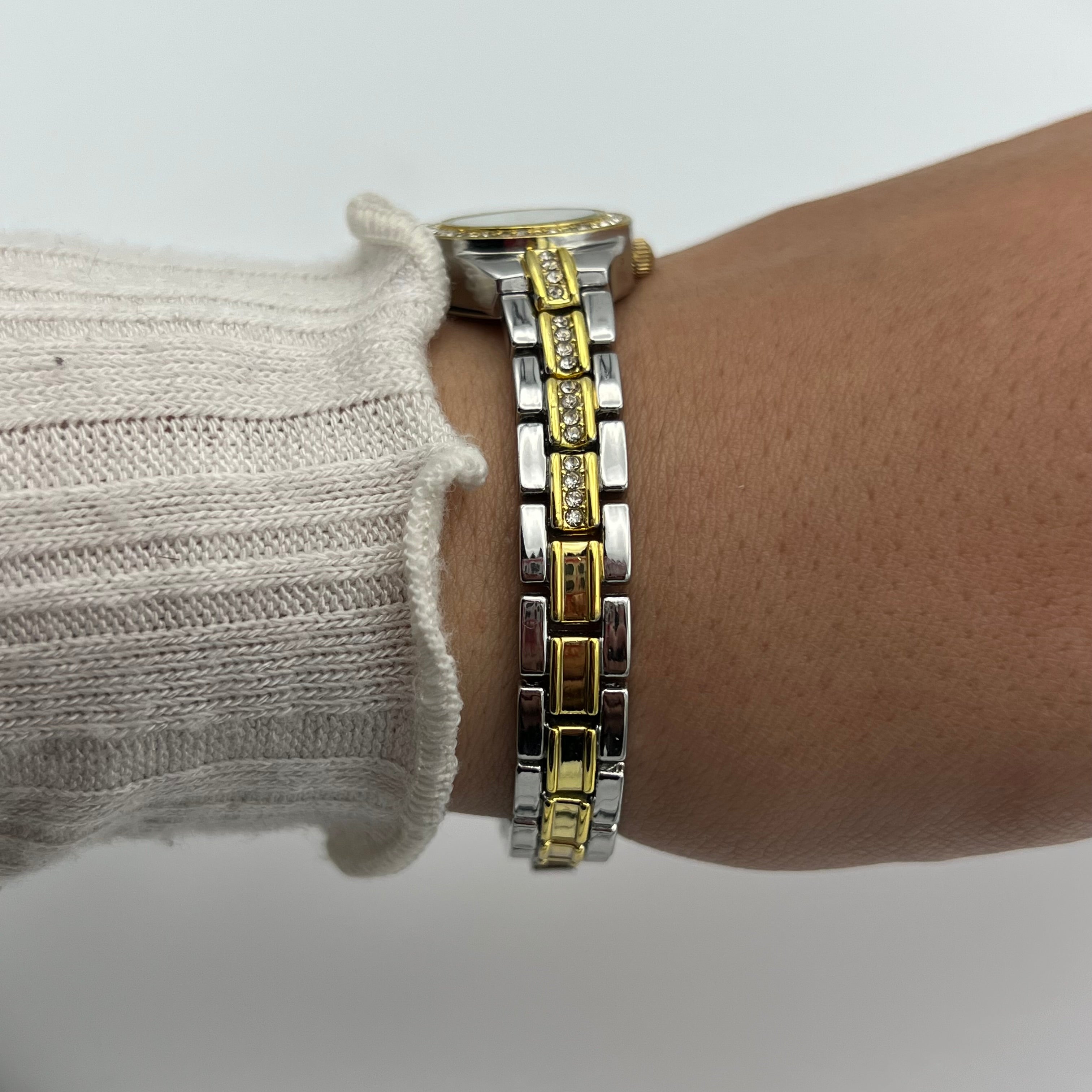 ✨🩶 Dainty Diamanté Two-Toned Watch