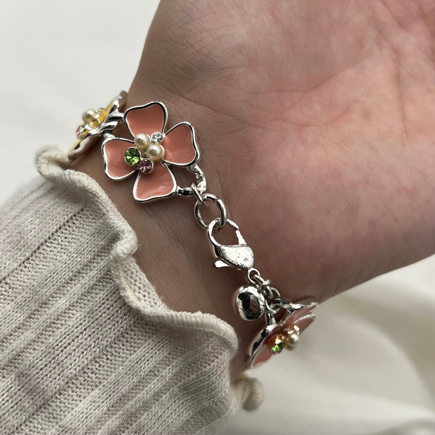 Yellow & Pink Flower Bracelet