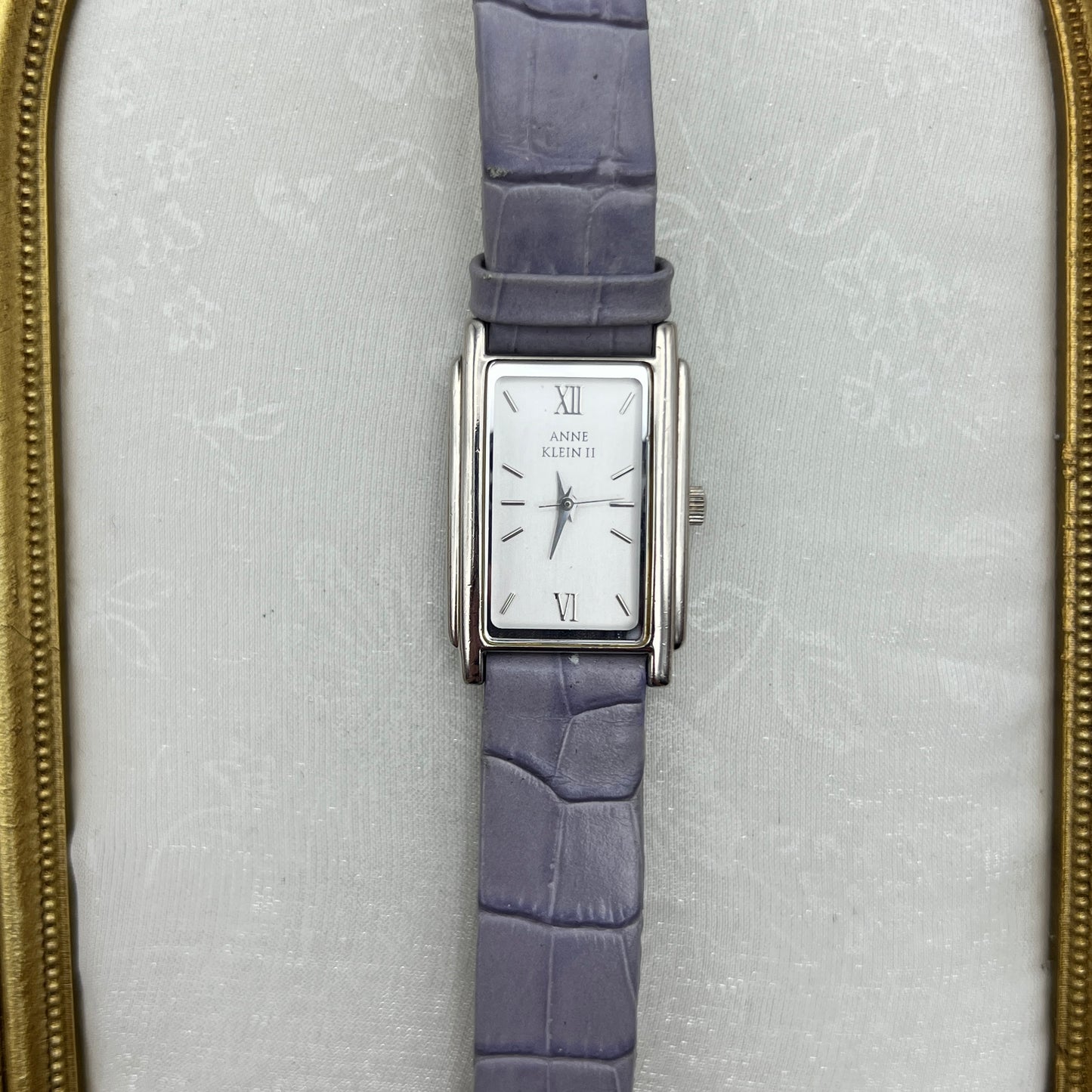 Anne Klein Lilac Crocodile Embossed Leather Watch