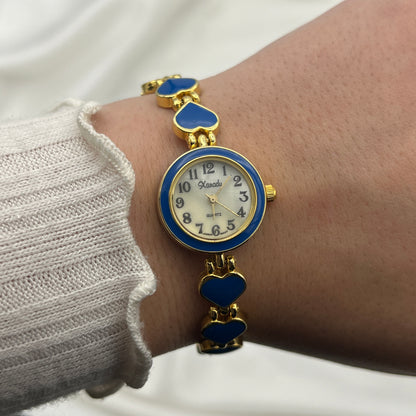 Unique Blue Hearts Watch with Mother of Pearl Dial