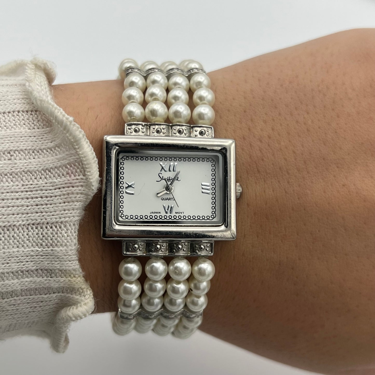 Silver-Toned Pearl Watch