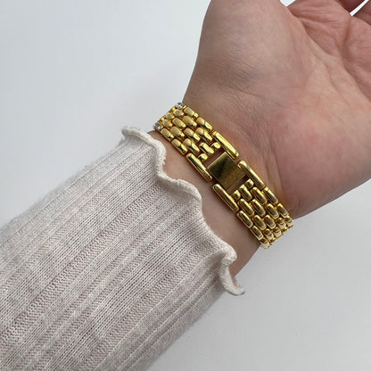 Gold-Toned Watch with Oval Diamanté Dial