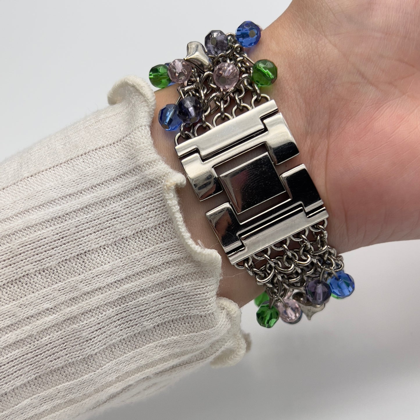 Silver-Toned Watch with Charms