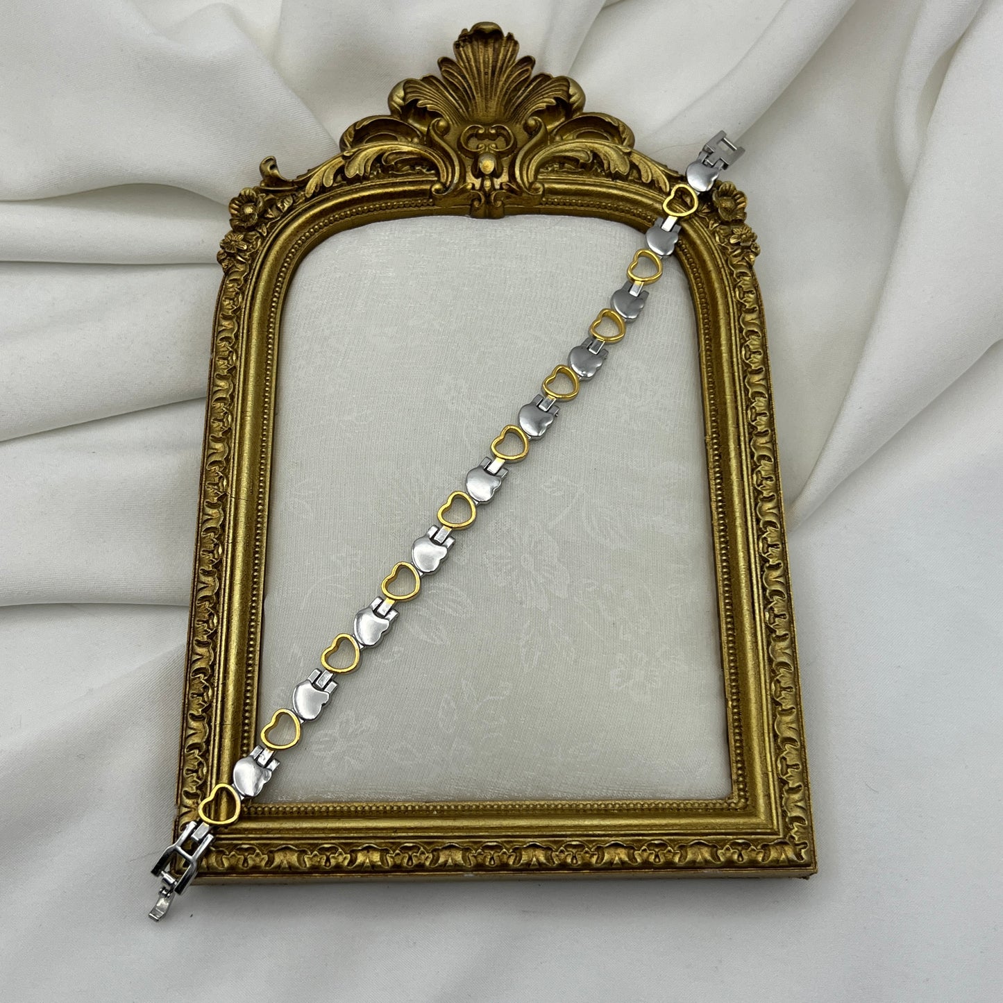 Two-Tone Heart Bracelet