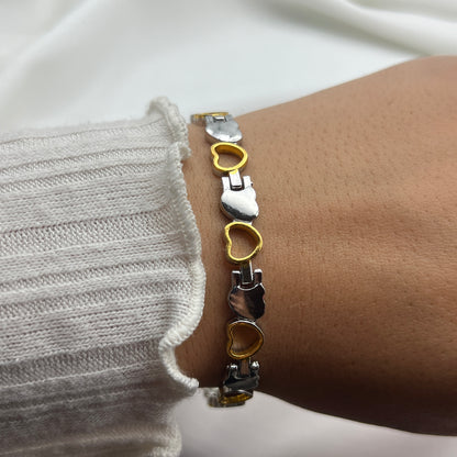 Two-Tone Heart Bracelet