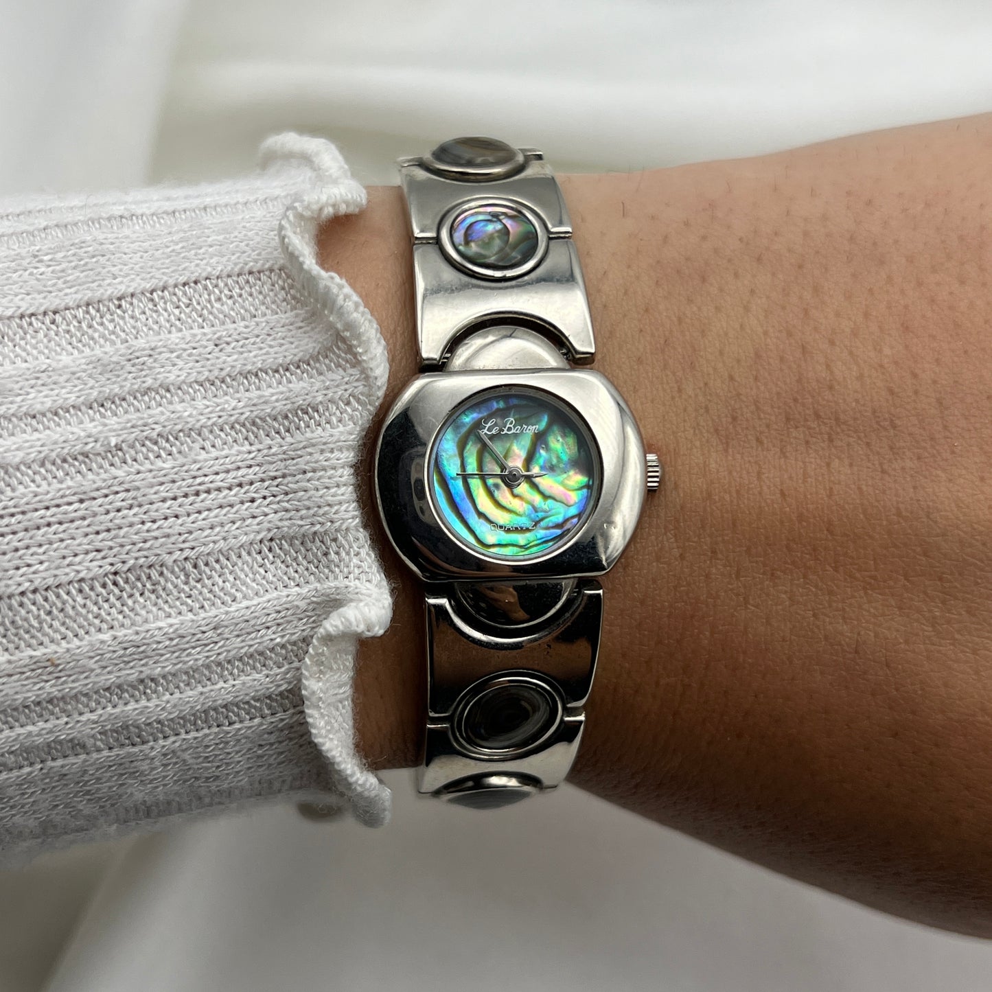 Circle Abalone Silver-Tone Watch