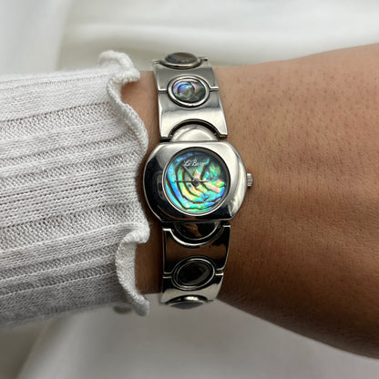Circle Abalone Silver-Tone Watch