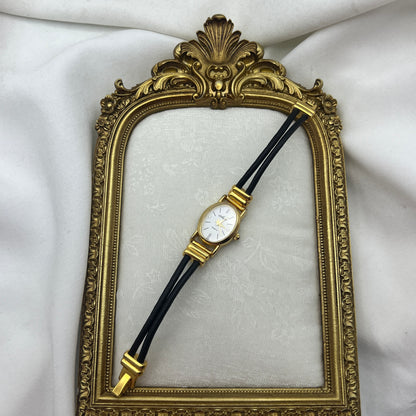 Multi-Black Leather Strap Watch