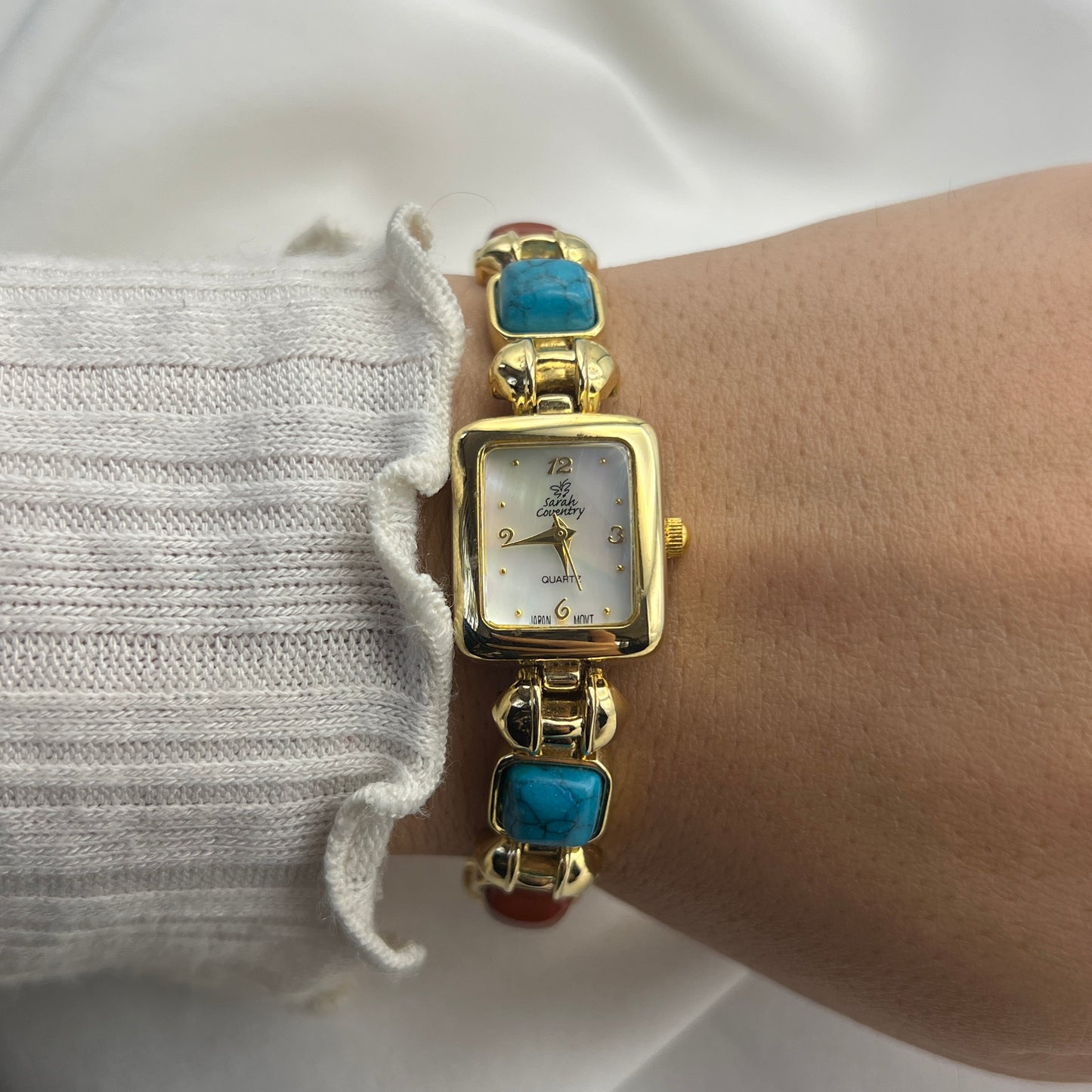 Multi-Stone Watch with Mother of Pearl Dial