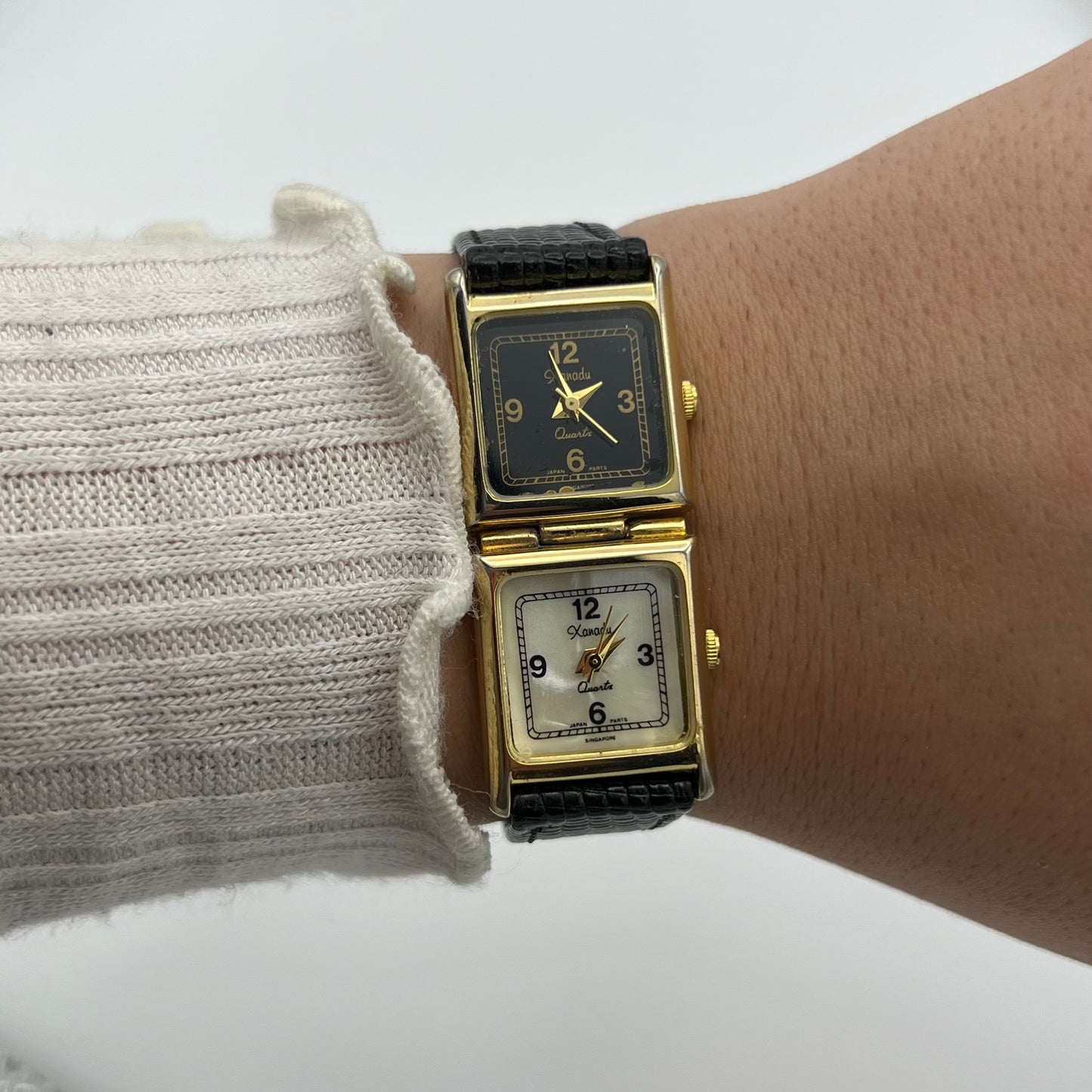 RARE Dual-Dial Watch with Leather Band
