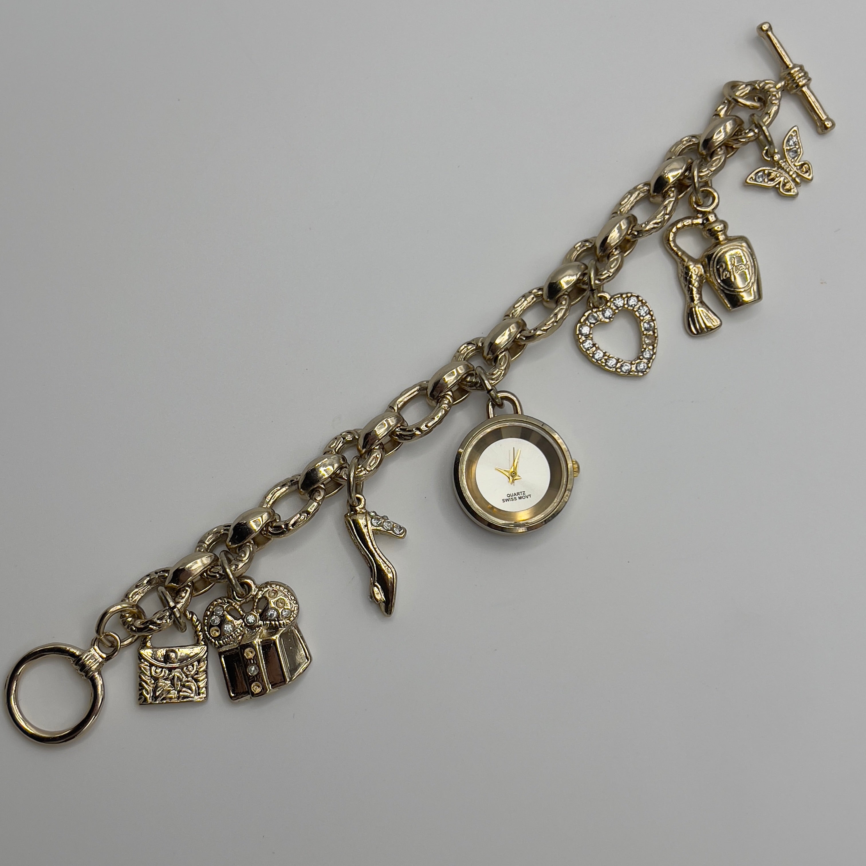 ✨Gold-Toned Charm Bracelet Watch