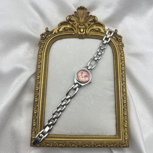 Silver-Toned Butterfly Watch