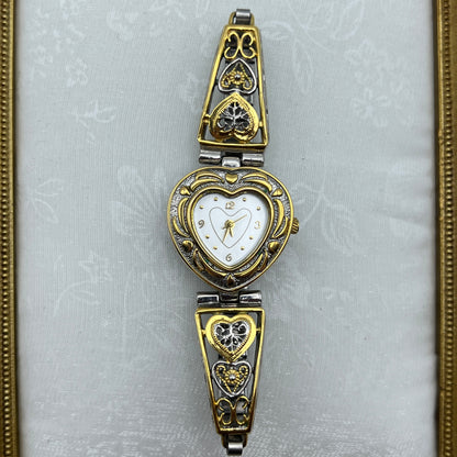 Intricate Two Tone Heart Dial Watch