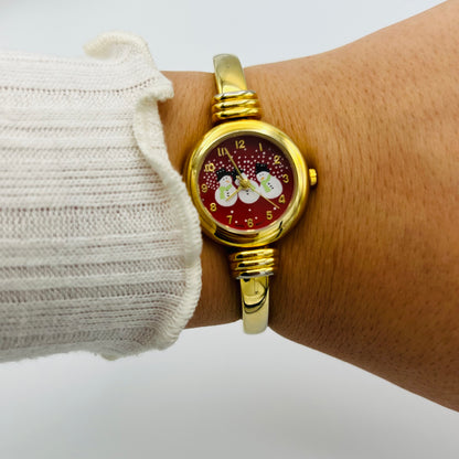 ☃️ Gold-Toned Snowman Watch