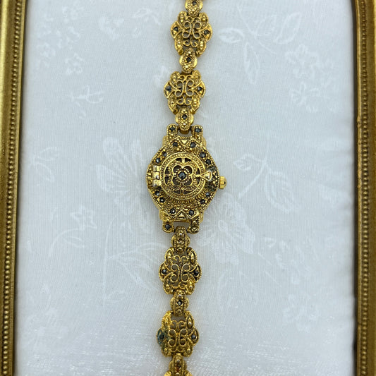 Elegant Art Deco Gold Tone Peek a Boo Watch