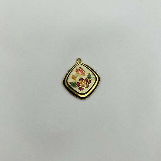 Cloisonné Butterfly Flower Pendant