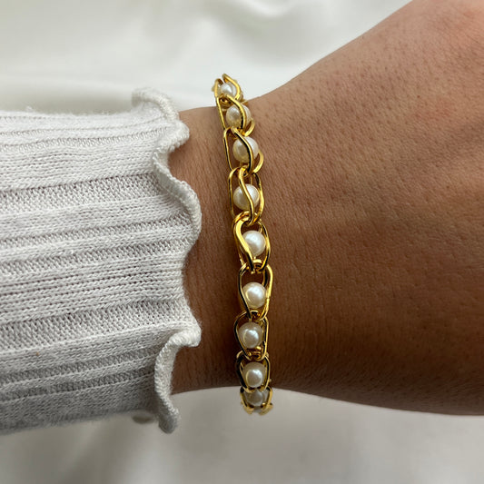Gold-Tone Pearl Bracelet