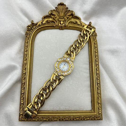Chunky Gold-Toned Diamanté Watch