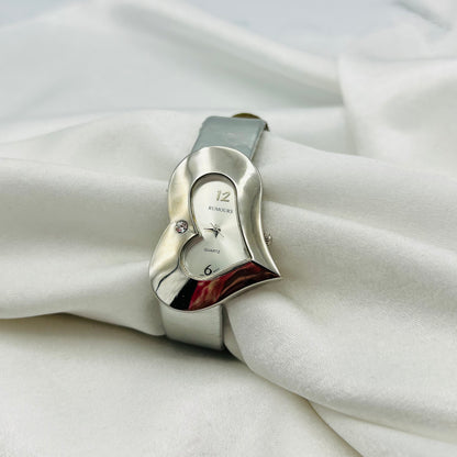 Heart Shaped Dial Silver-Toned Watch