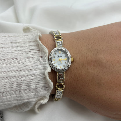 Dainty Two-Tone Geometric Watch