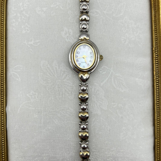 Two-Tone Heart Strap Watch