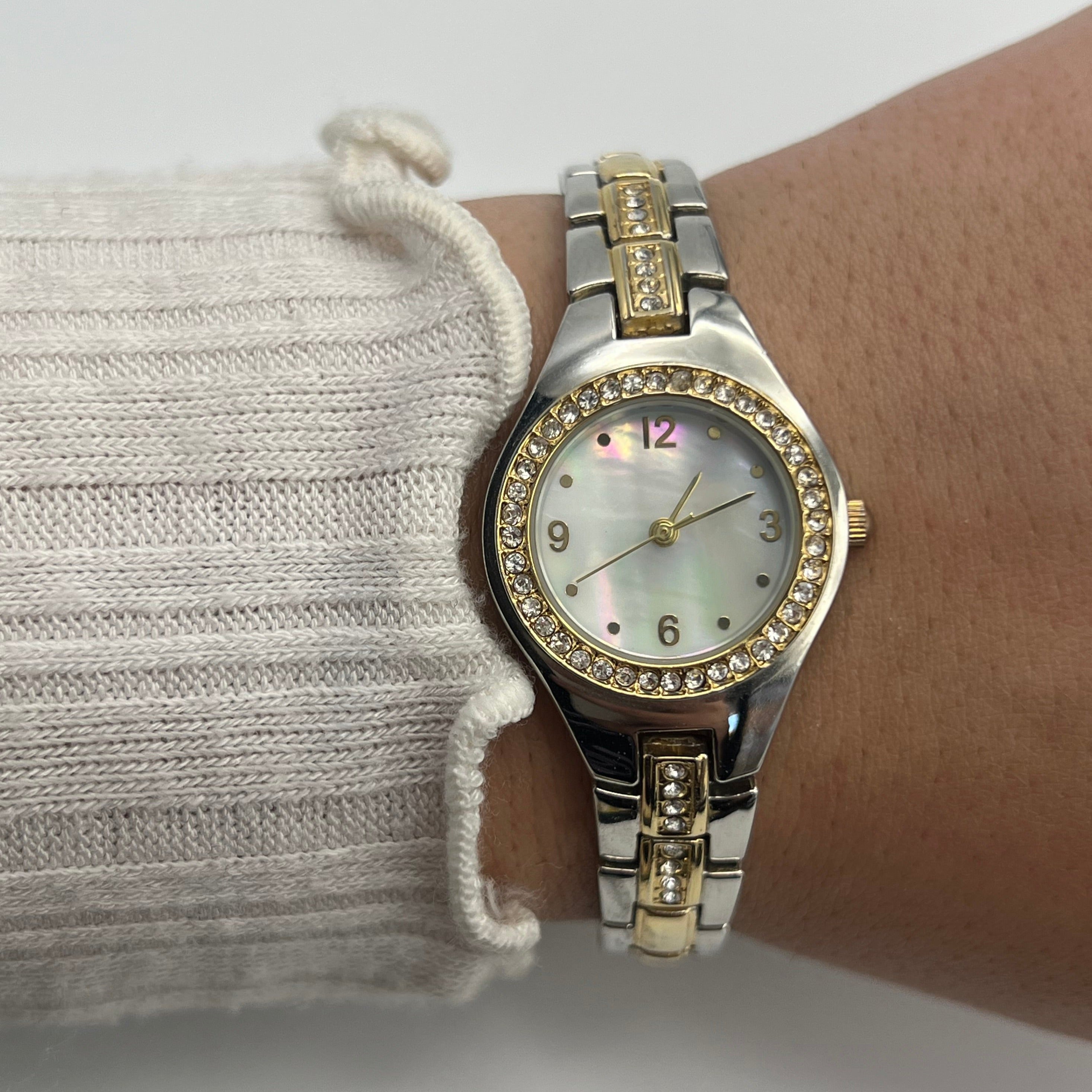 ✨💎 Two-Toned Watch with Mother of Pearl Dial