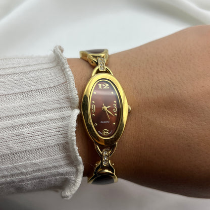 Chic Brown Oval Dial Watch