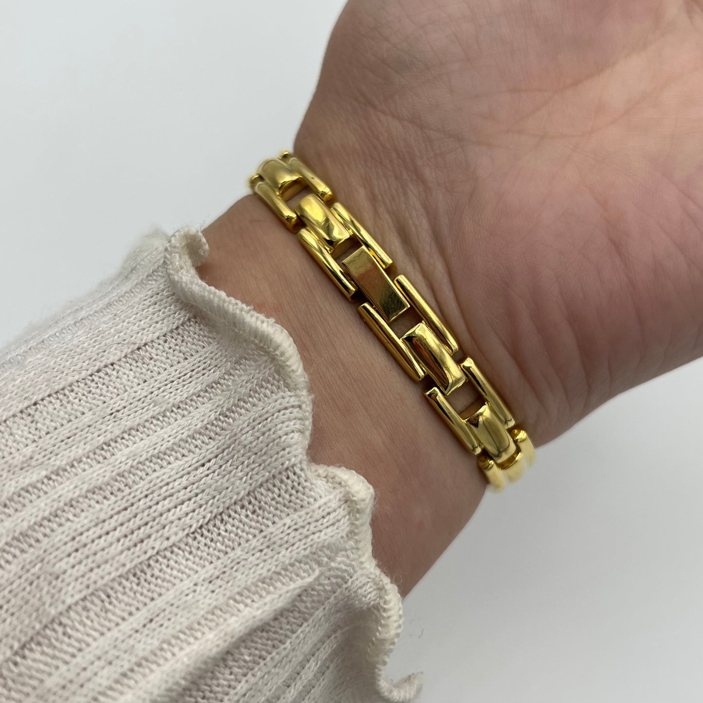 Gold-Toned Watch with Pink Rhinestones