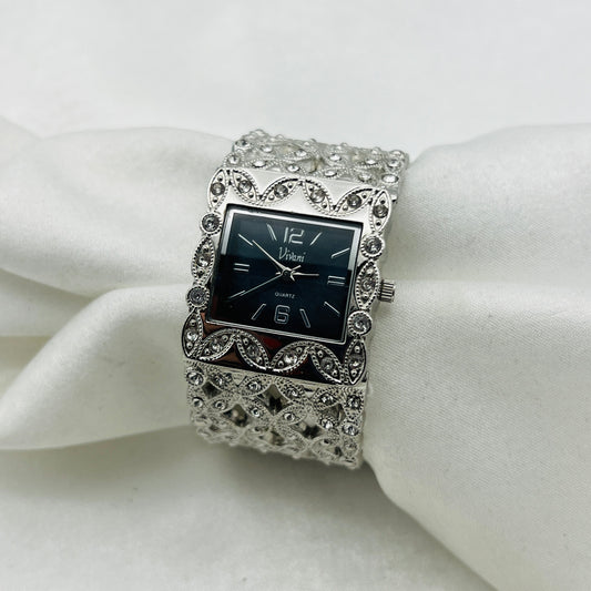 Art Deco Cuff Watch with Black Dial