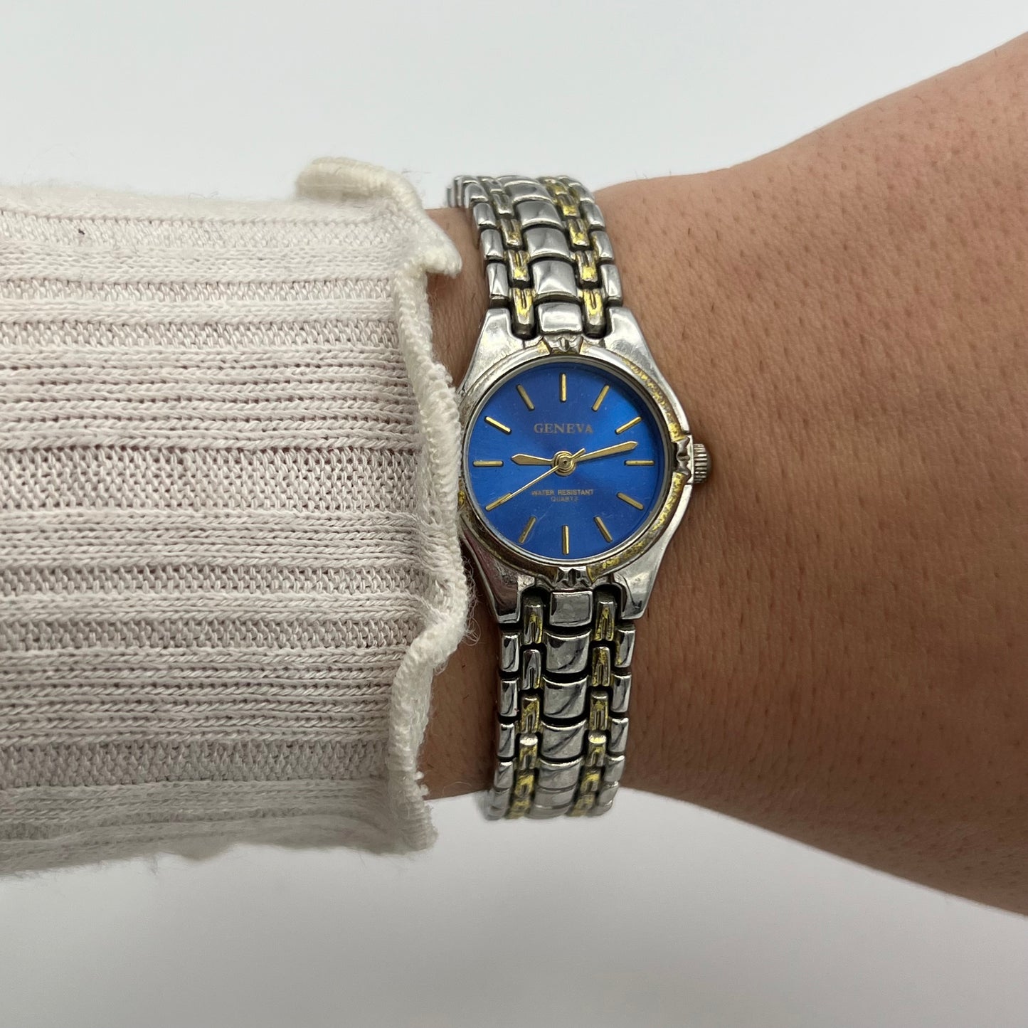 Two-Toned Watch with Blue Dial