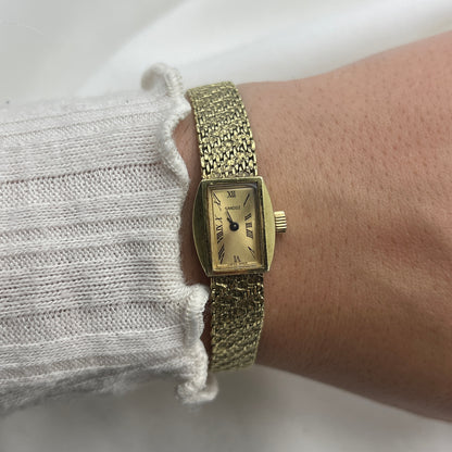 Luxury Dainty Gold Nugget Sandoz Watch with Champagne Dial
