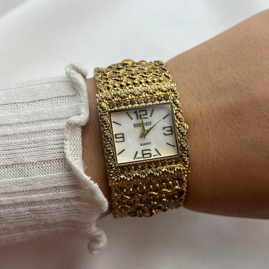 Detailed Flower Gemstone Watch